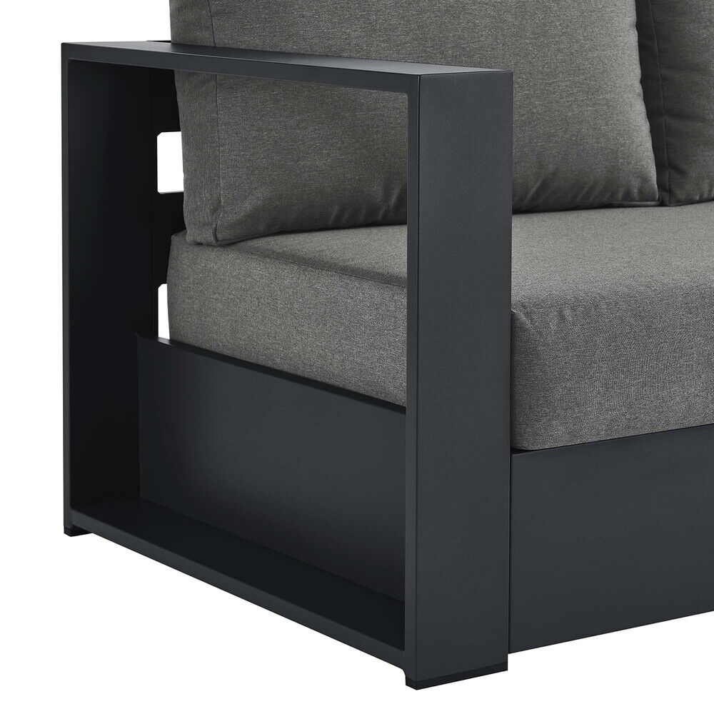Tahoe Outdoor Patio Powder-Coated Aluminum Modular Left-Facing Loveseat in Gray Charcoal by Modway - Image 7