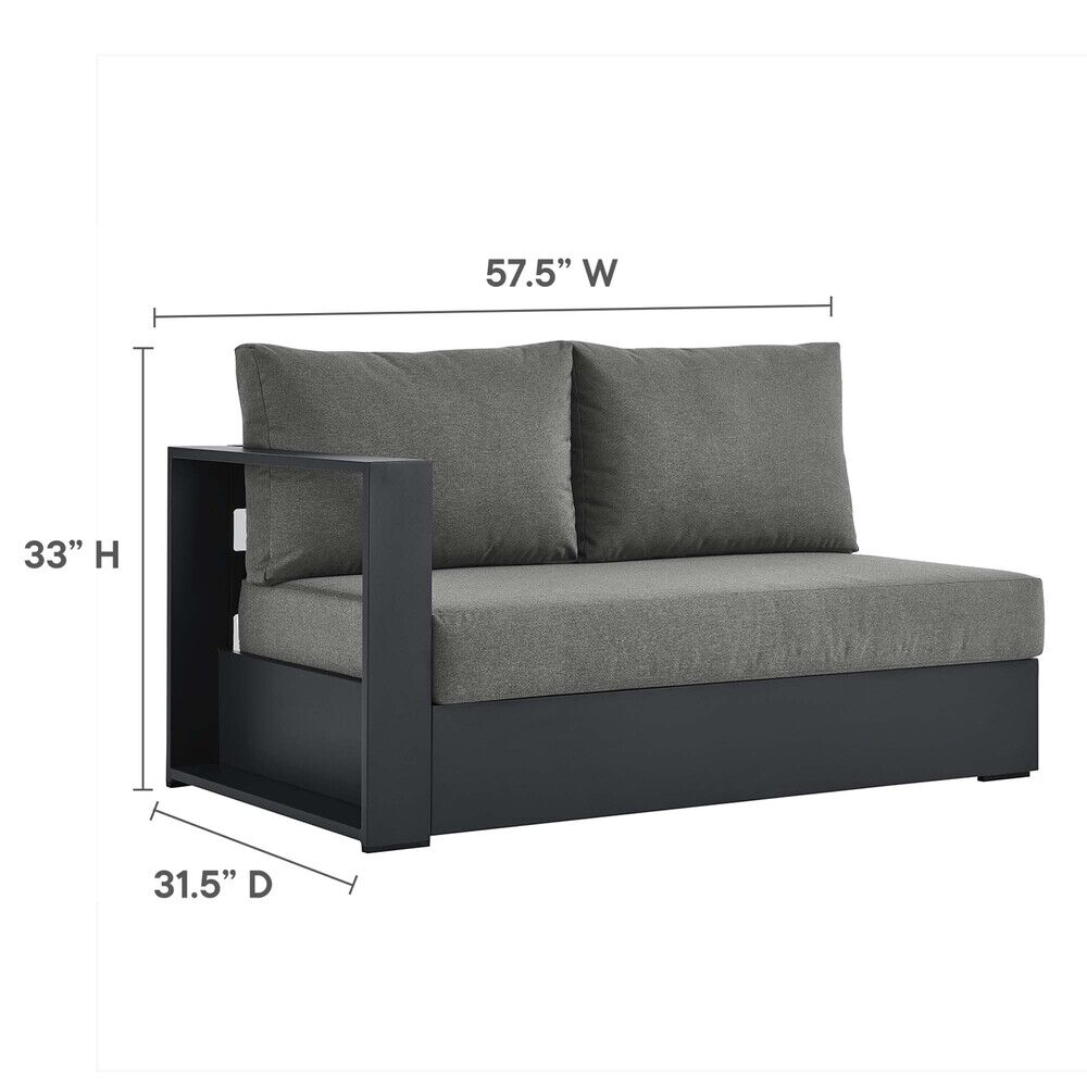 Tahoe Outdoor Patio Powder-Coated Aluminum Modular Left-Facing Loveseat in Gray Charcoal by Modway - Image 2