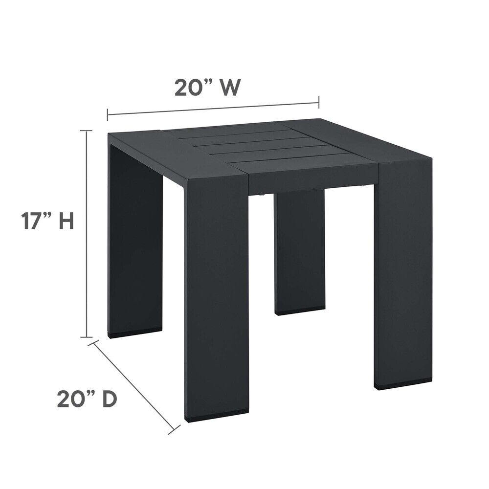 Tahoe Outdoor Patio Powder-Coated Aluminum End Table in Gray by Modway - Image 2