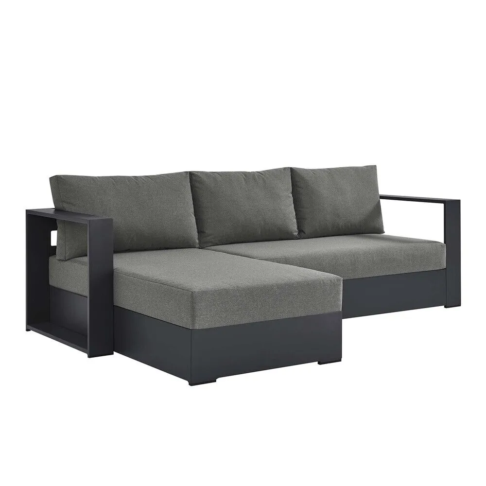 Tahoe 2-Piece Outdoor Patio Powder-Coated Aluminum Left-Facing Chaise Sectional Sofa Set in Gray Charcoal by Modway