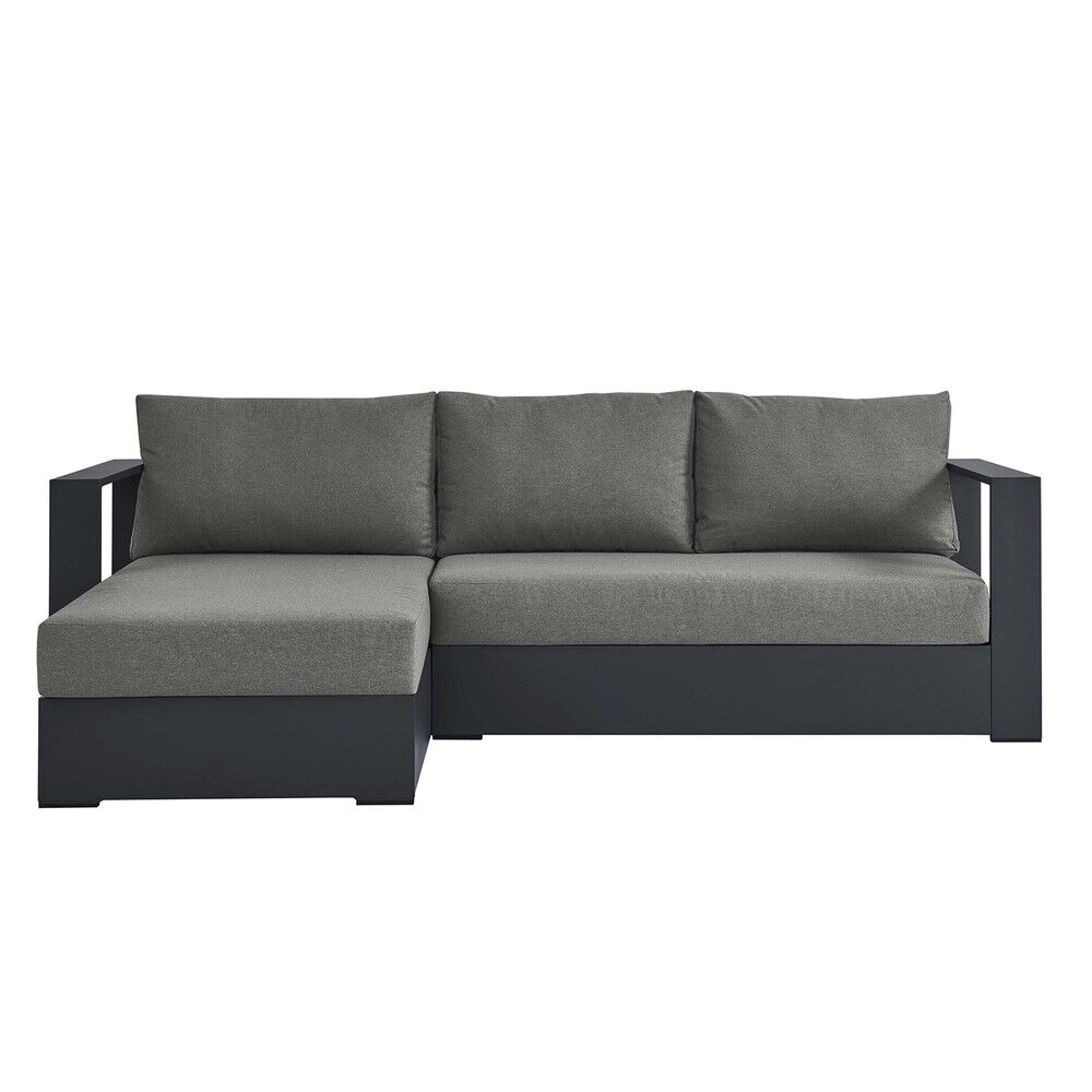 Tahoe 2-Piece Outdoor Patio Powder-Coated Aluminum Left-Facing Chaise Sectional Sofa Set in Gray Charcoal by Modway - Image 5