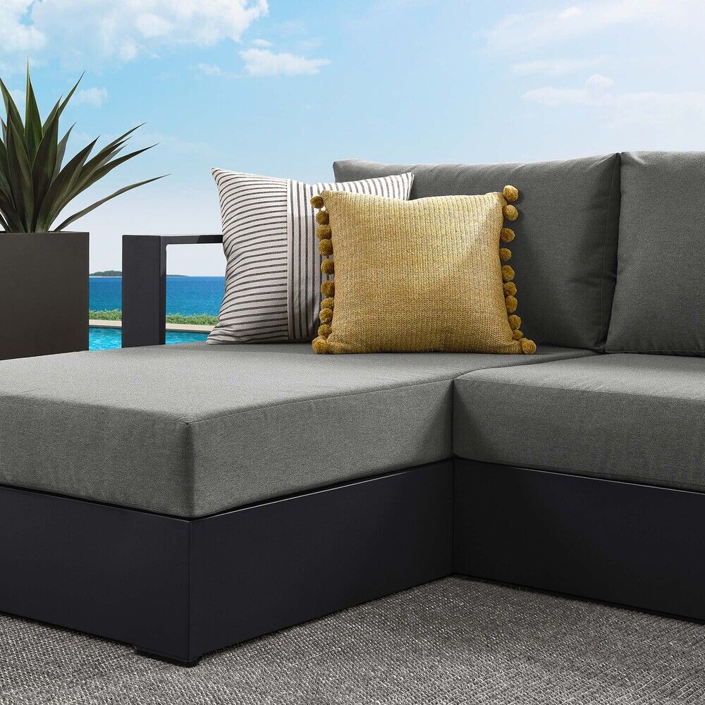 Tahoe 2-Piece Outdoor Patio Powder-Coated Aluminum Left-Facing Chaise Sectional Sofa Set in Gray Charcoal by Modway - Image 7