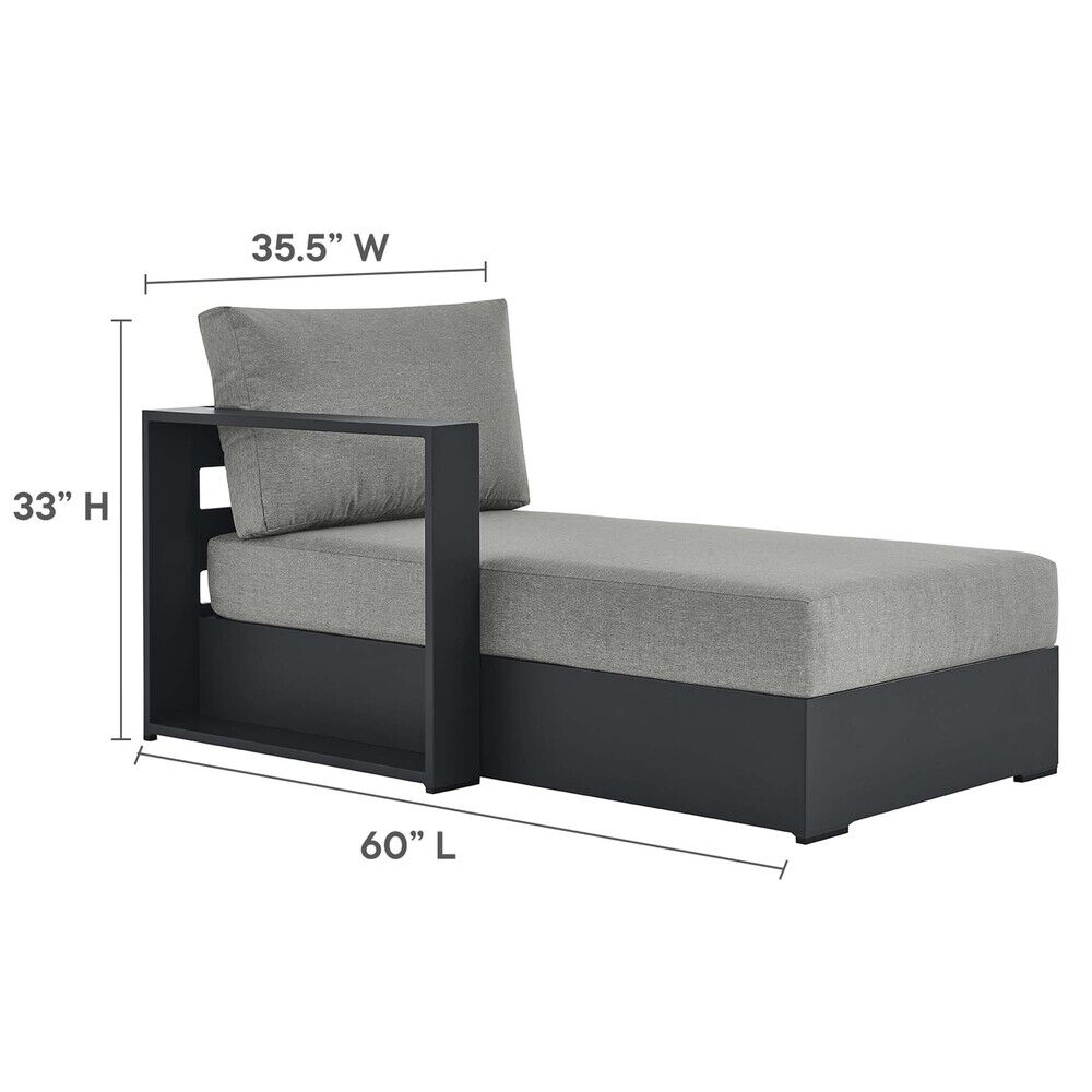 Tahoe 4-Piece Outdoor Patio Powder-Coated Aluminum Sectional Sofa Set in Gray Gray by Modway - Image 3