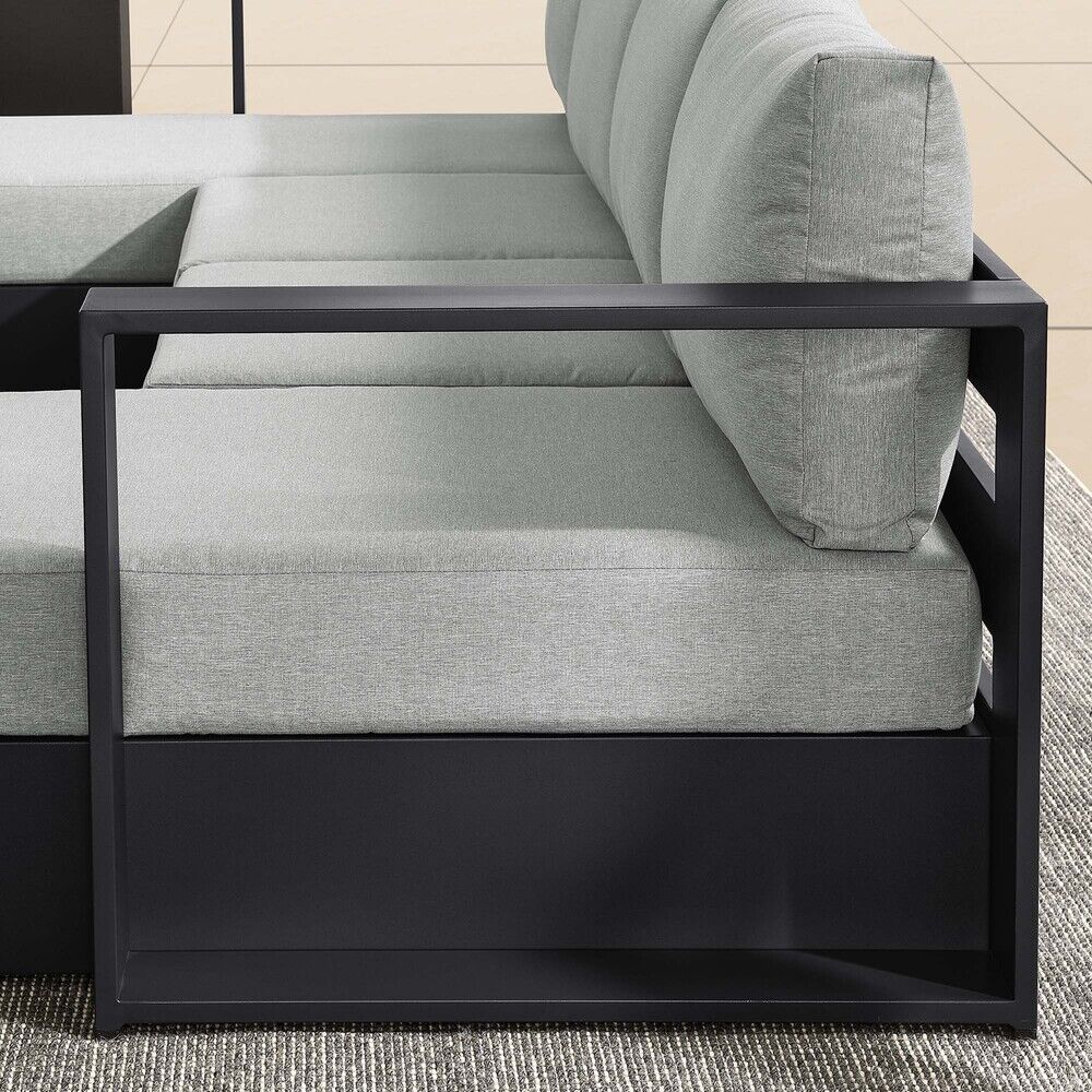 Tahoe 4-Piece Outdoor Patio Powder-Coated Aluminum Sectional Sofa Set in Gray Gray by Modway - Image 8