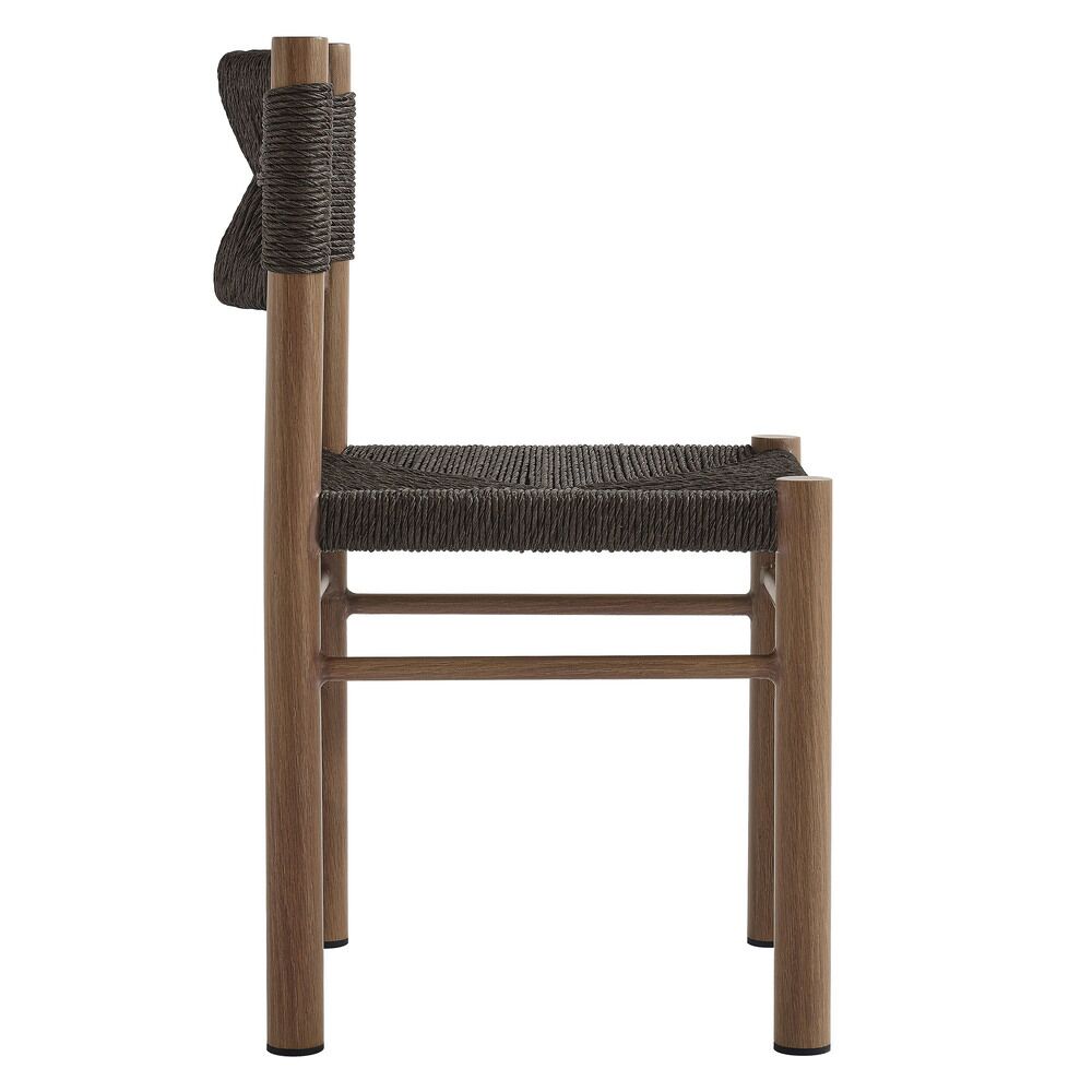 Parkland Outdoor Patio Rattan and Aluminum Dining Side Chairs Set of 2 in Walnut by Modway - Image 5