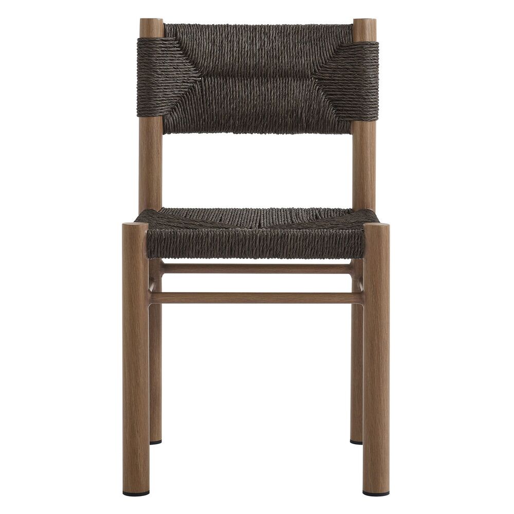 Parkland Outdoor Patio Rattan and Aluminum Dining Side Chairs Set of 2 in Walnut by Modway - Image 7