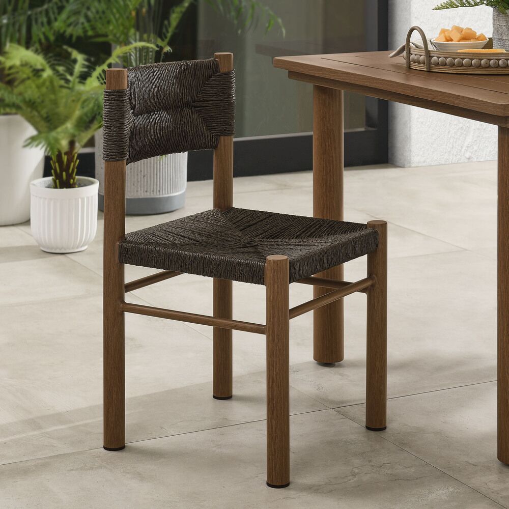 Parkland Outdoor Patio Rattan and Aluminum Dining Side Chairs Set of 2 in Walnut by Modway - Image 10