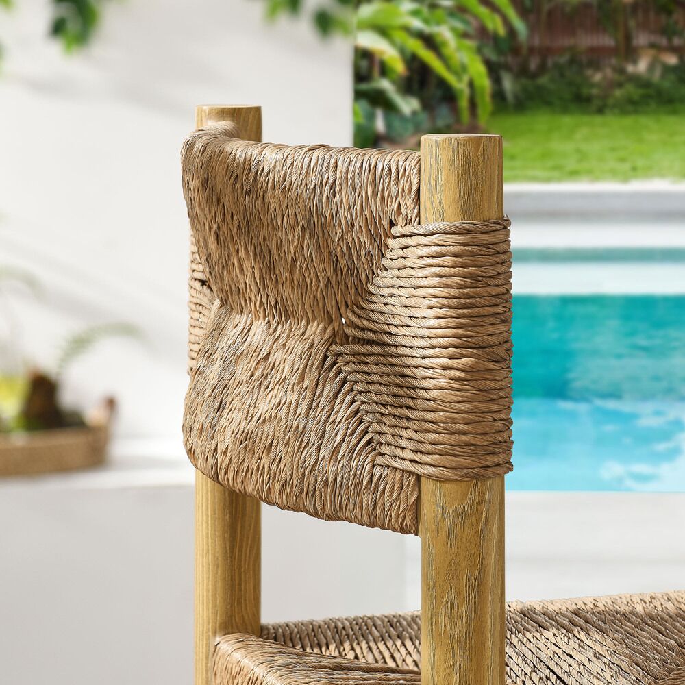 Parkland Outdoor Patio Rattan and Aluminum Bar Stools Set of 2 in Natural by Modway - Image 11