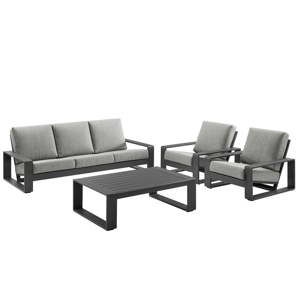 Lirienne 4-Piece Outdoor Patio Aluminum Furniture Set in Light Gray by Modway