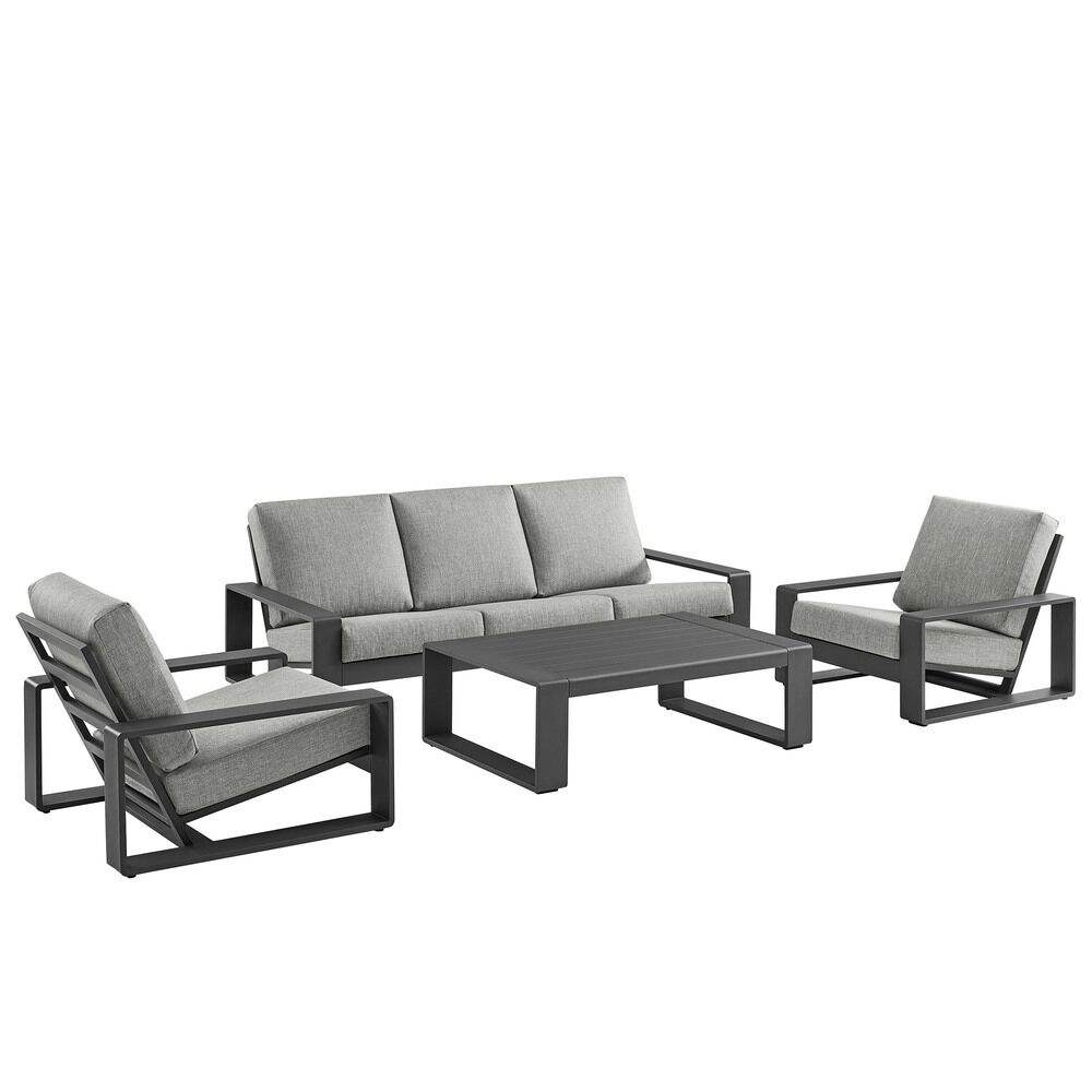 Lirienne 4-Piece Outdoor Patio Aluminum Furniture Set in Light Gray by Modway - Image 3