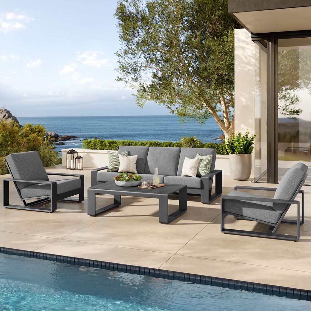 Lirienne 4-Piece Outdoor Patio Aluminum Furniture Set in Light Gray by Modway - Image 10