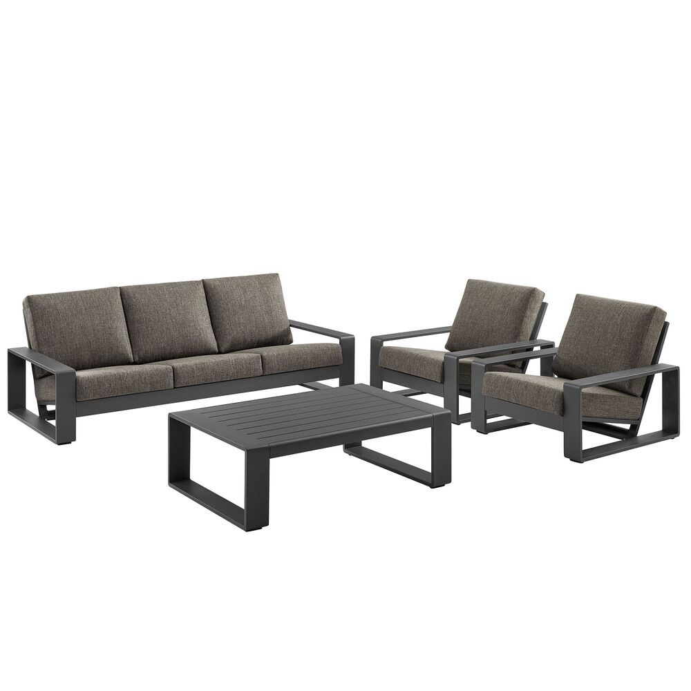 Lirienne 4-Piece Outdoor Patio Aluminum Furniture Set in Smoke by Modway
