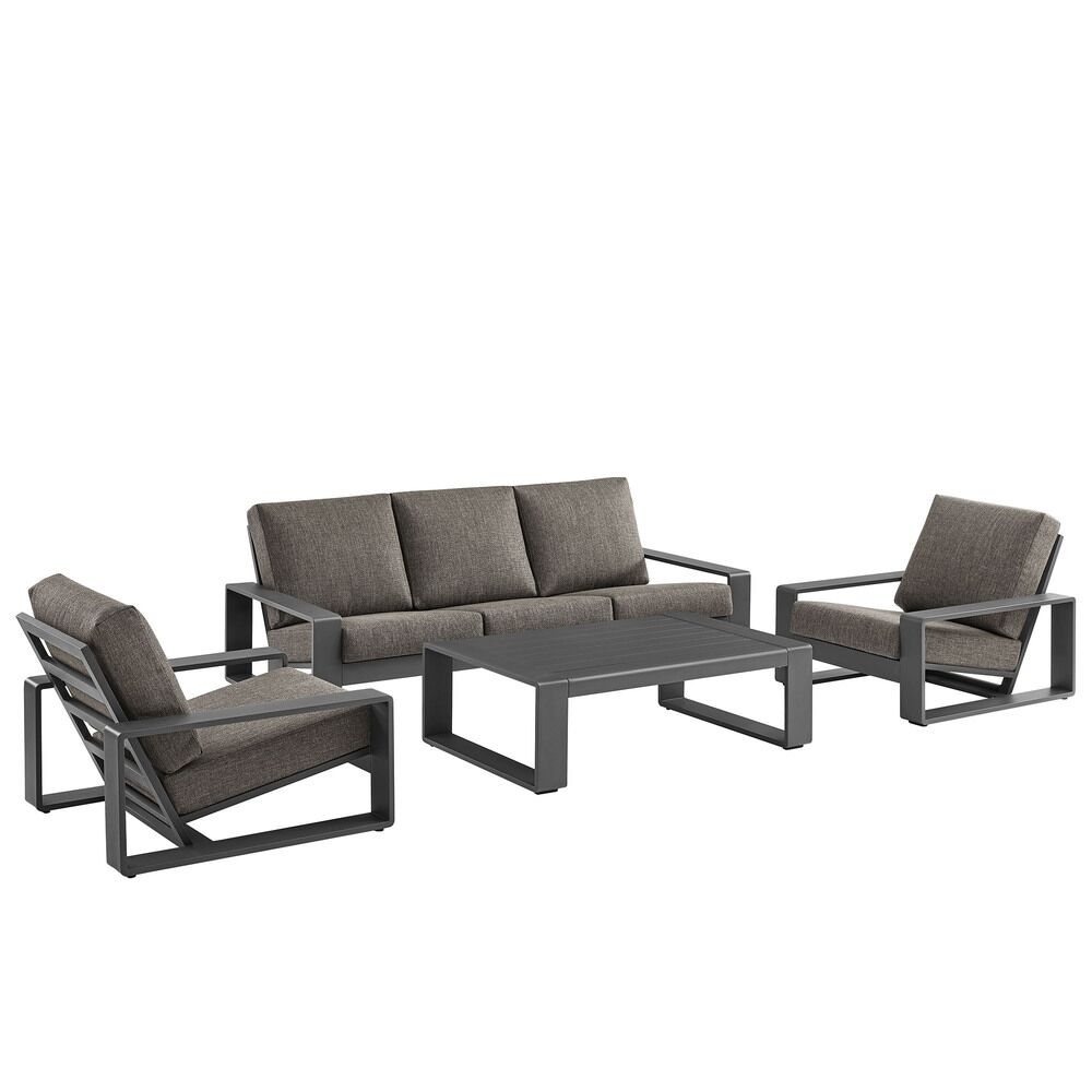 Lirienne 4-Piece Outdoor Patio Aluminum Furniture Set in Smoke by Modway - Image 3