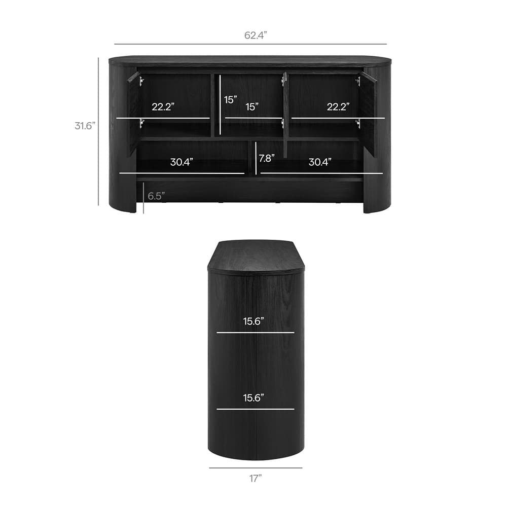 Duval 62 Inch Oval Sideboard by Modway in Black by Modway - Image 3