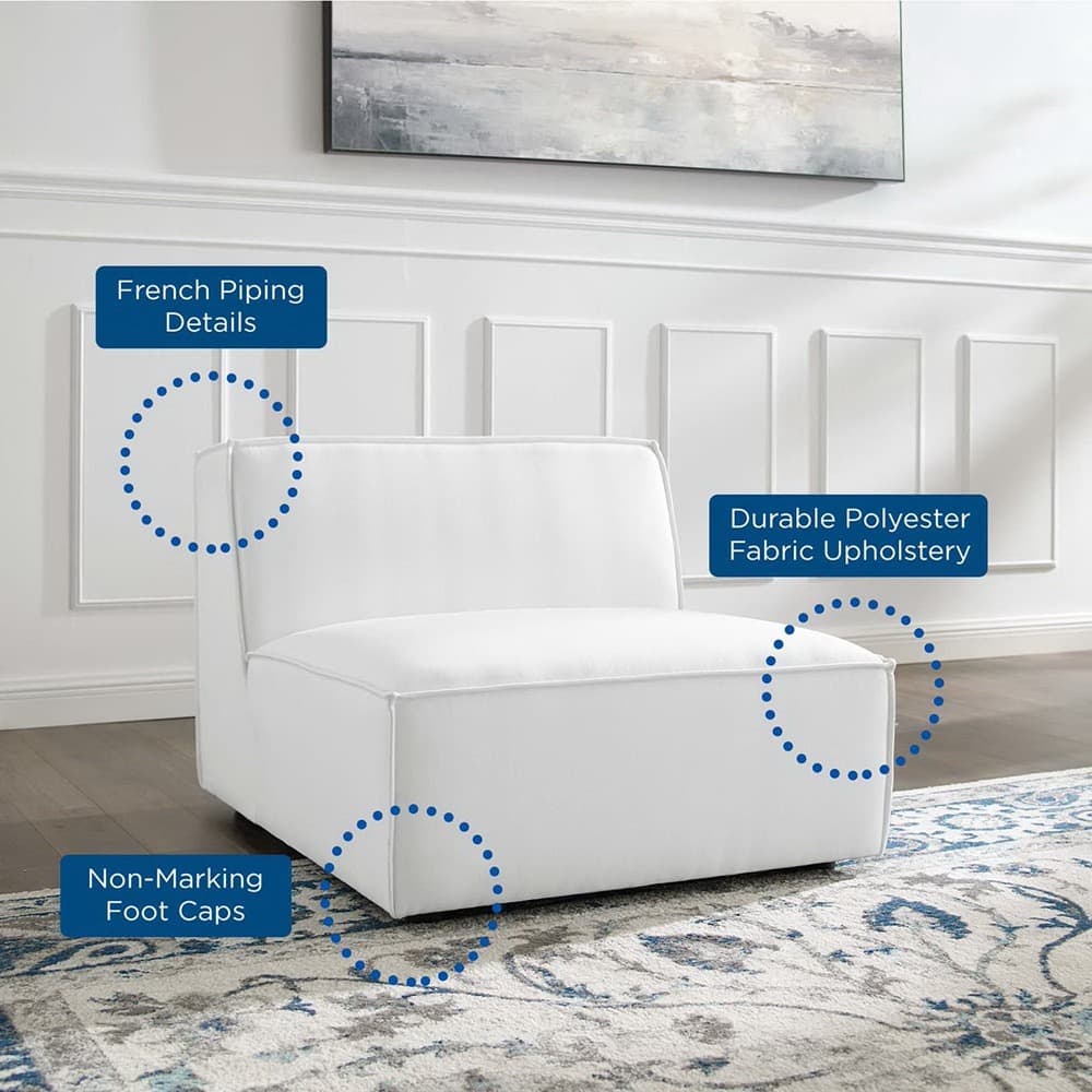 Restore Sectional Sofa Armless Chair in White by Modway - Image 6