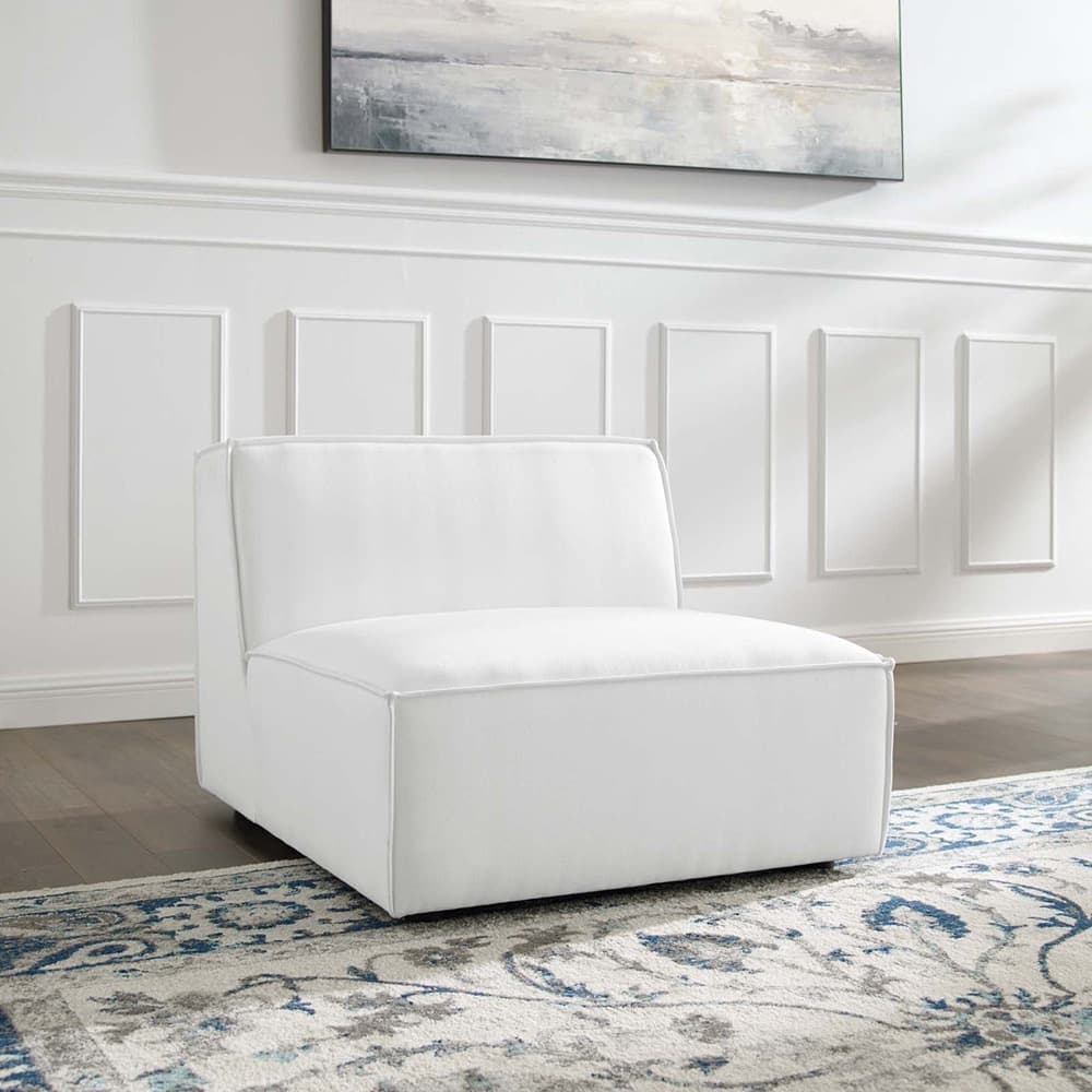 Restore Sectional Sofa Armless Chair in White by Modway - Image 5