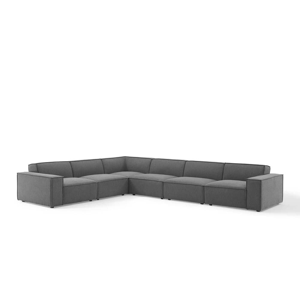 Restore 6-Piece Sectional Sofa in Charcoal by Modway