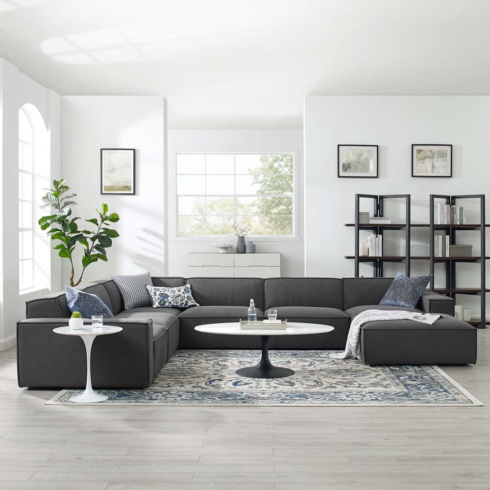 Restore 7-Piece Sectional Sofa in Charcoal by Modway - Image 13