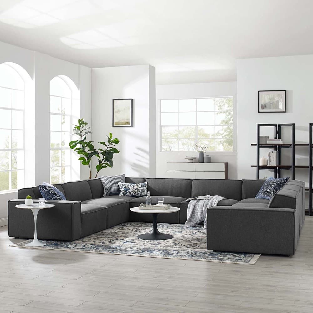 Restore 8-Piece Sectional Sofa in Charcoal by Modway - Image 10