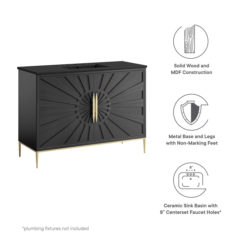 Awaken 48" Bathroom Vanity in Black Black by Modway - Image 3