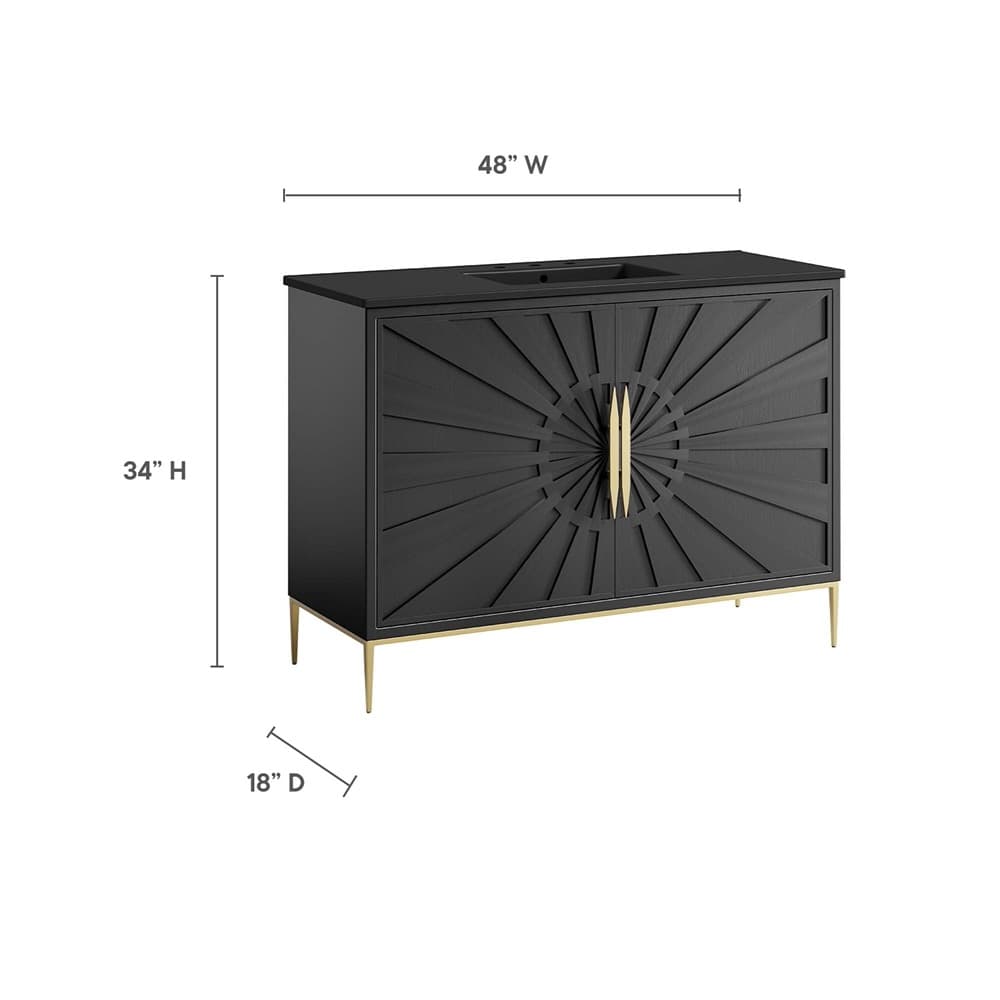 Awaken 48" Bathroom Vanity in Black Black by Modway - Image 2