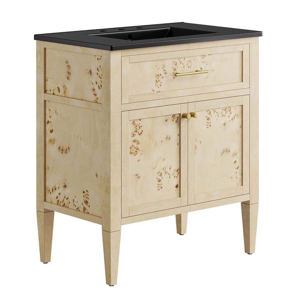 Elysian 30" Wood Bathroom Vanity in Black Burl by Modway