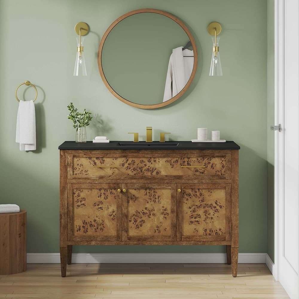 Elysian 48" Wood Single Sink Bathroom Vanity in Black Brown by Modway - Image 11