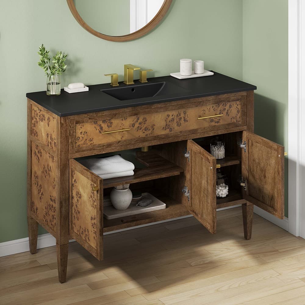 Elysian 48" Wood Single Sink Bathroom Vanity in Black Brown by Modway - Image 12