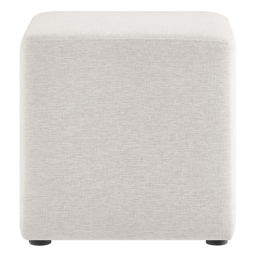 Callum 17" Square Woven Heathered Fabric Upholstered Ottoman in Heathered Weave Ivory by Modway - Image 4