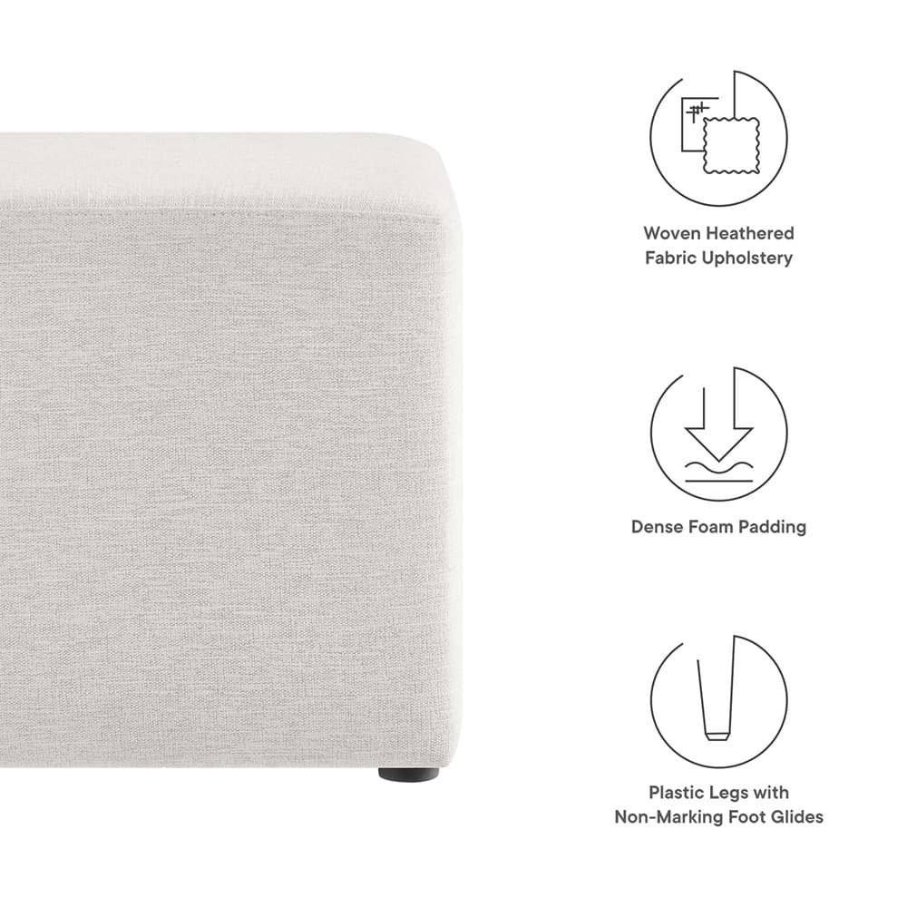 Callum 17" Square Woven Heathered Fabric Upholstered Ottoman in Heathered Weave Ivory by Modway - Image 2