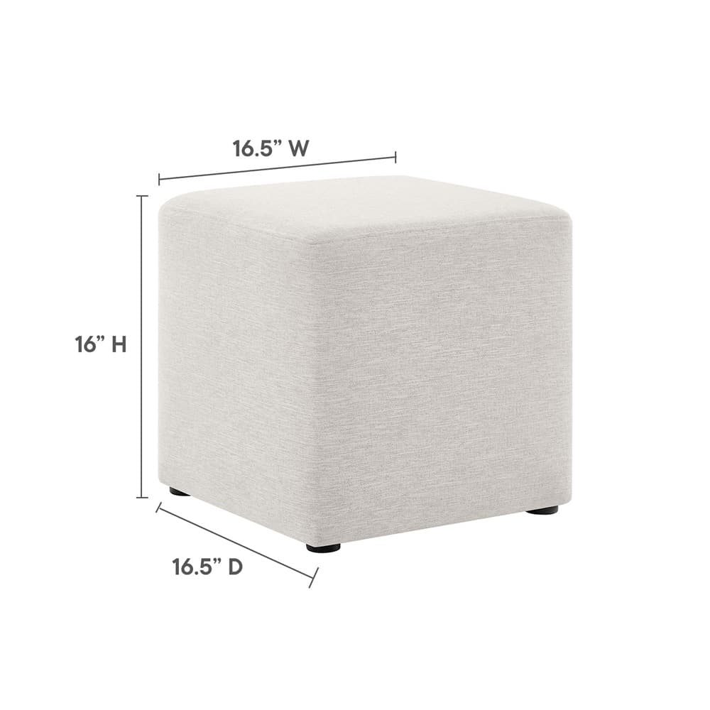 Callum 17" Square Woven Heathered Fabric Upholstered Ottoman in Heathered Weave Ivory by Modway - Image 3