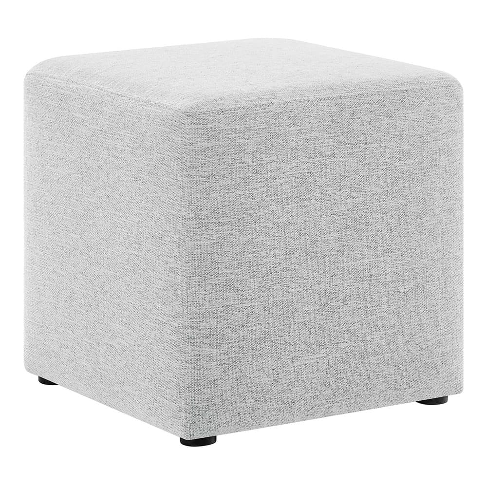 Callum 17" Square Woven Heathered Fabric Upholstered Ottoman in Heathered Weave Light Gray by Modway