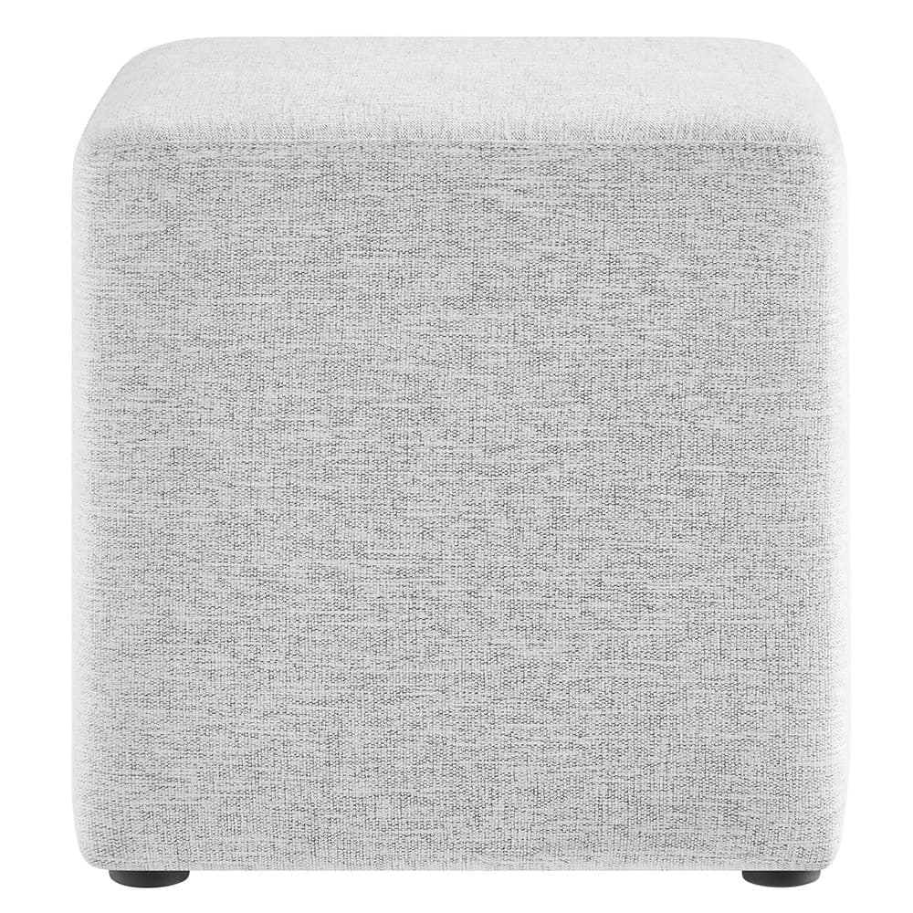 Callum 17" Square Woven Heathered Fabric Upholstered Ottoman in Heathered Weave Light Gray by Modway - Image 4