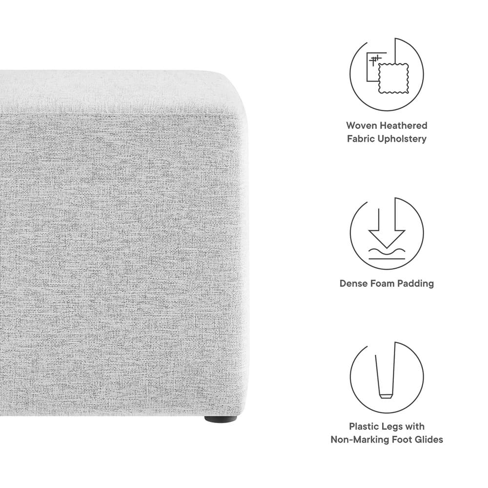 Callum 17" Square Woven Heathered Fabric Upholstered Ottoman in Heathered Weave Light Gray by Modway - Image 2