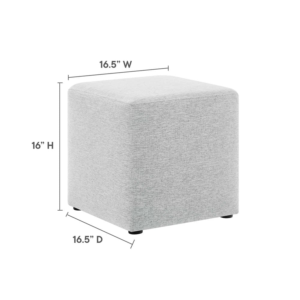 Callum 17" Square Woven Heathered Fabric Upholstered Ottoman in Heathered Weave Light Gray by Modway - Image 3