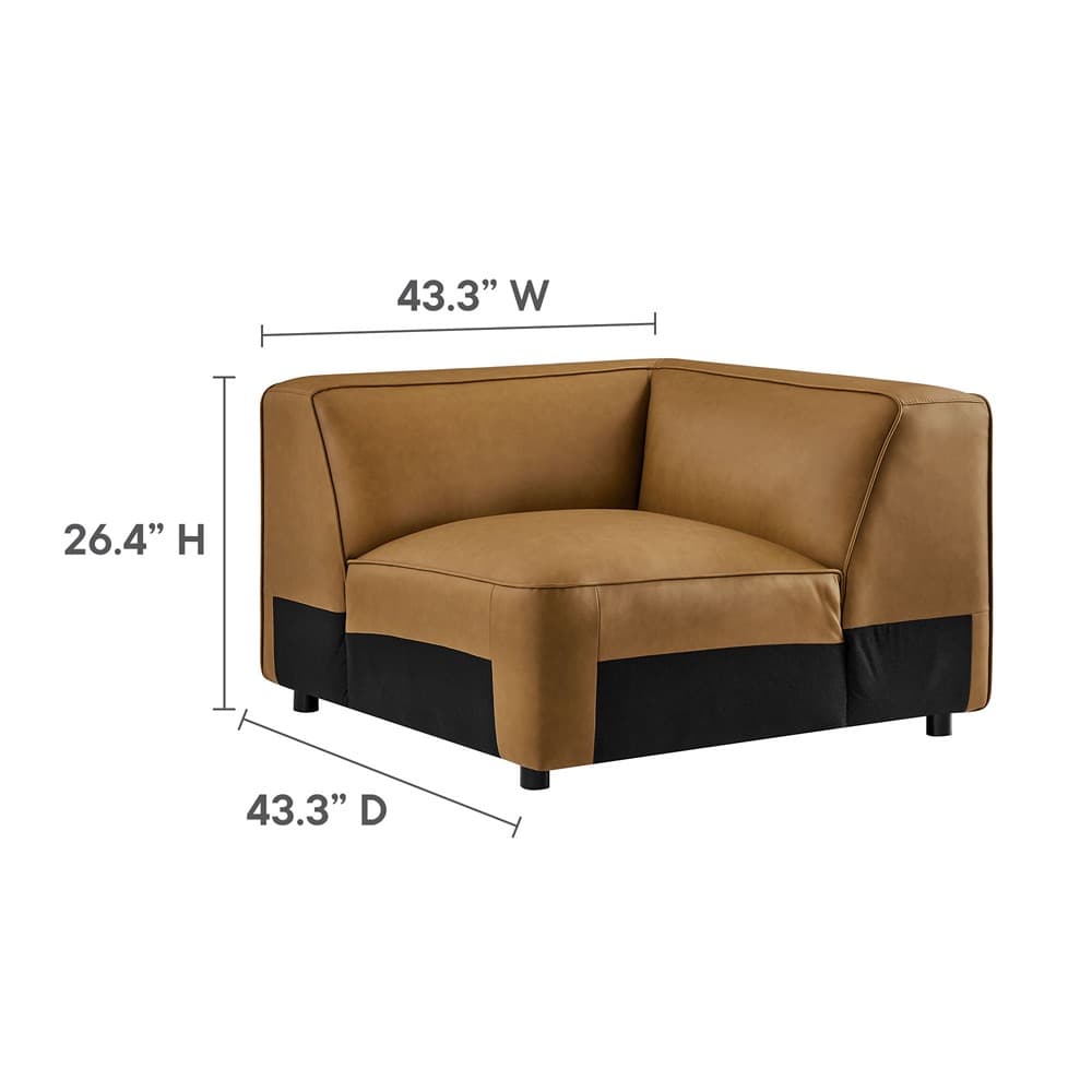 Auren 5-Piece Upholstered Vegan Leather Modular L-Shaped Sofa in Camel by Modway - Image 2