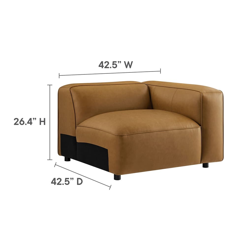 Auren 5-Piece Upholstered Vegan Leather Modular L-Shaped Sofa in Camel by Modway - Image 4