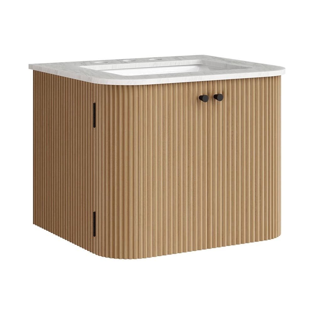 Zia 24" Wall-Mount Bathroom Vanity with Marble Sink in Natural by Modway