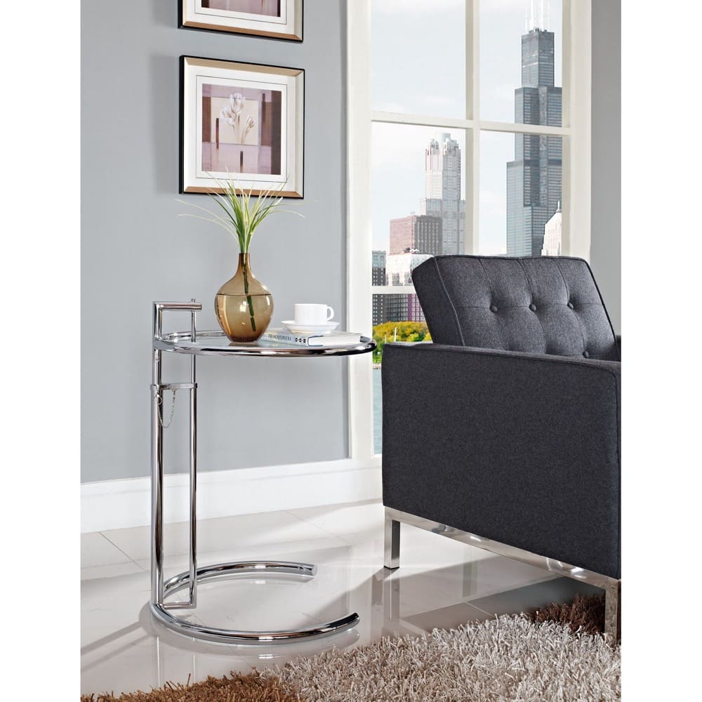 Eileen Gray Chrome Stainless Steel End Table in Silver by Modway