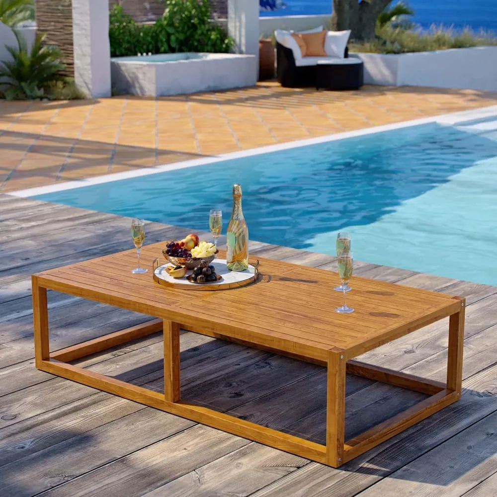 Newbury Outdoor Patio Premium Grade A Teak Wood Coffee Table in Natural by Modway