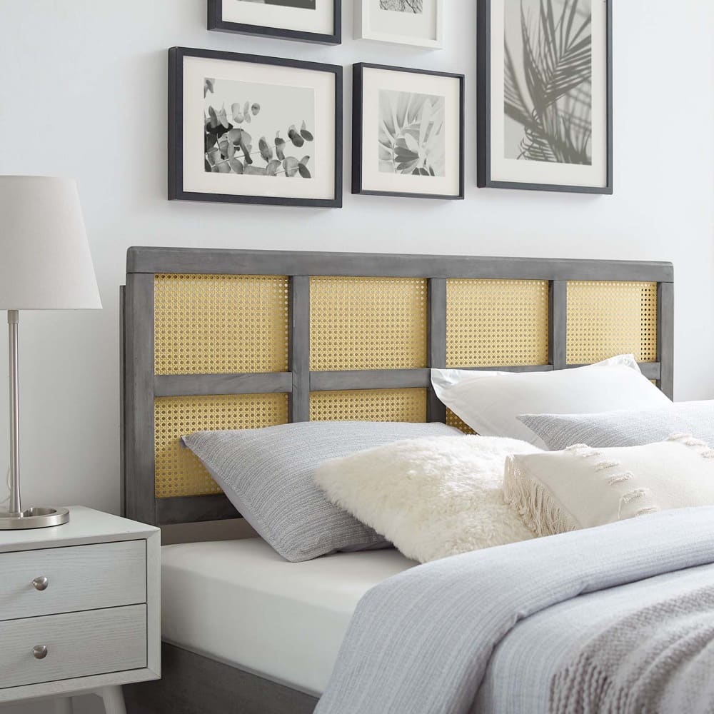 Luana Cane Full Headboard in Gray by Modway