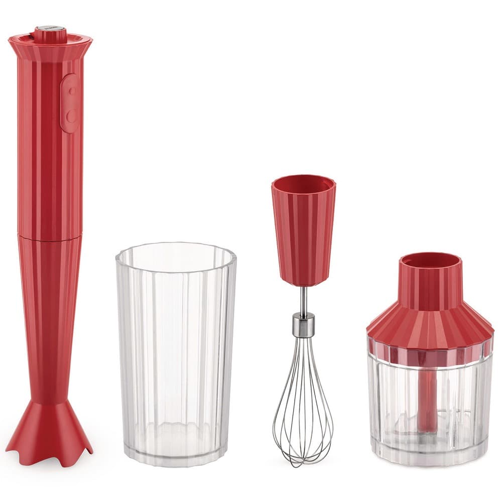 Plissé 3 in 1 Hand Immersion Blender in Red by Alessi
