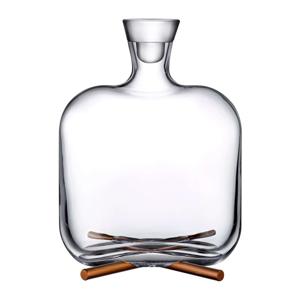 Camp Whisky Bottle With Brass Base by Nude Glass