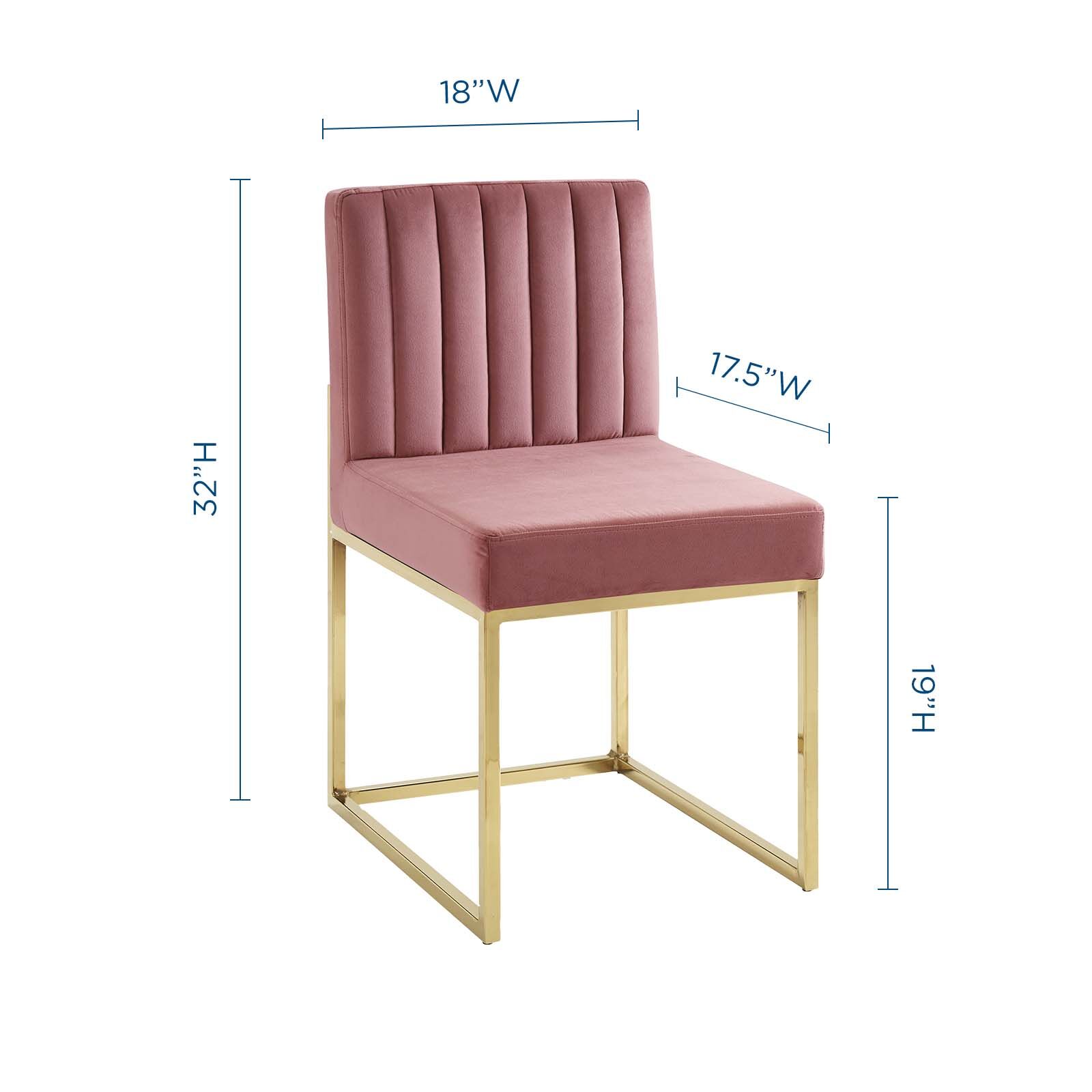 Carriage Channel Tufted Sled Base Performance Velvet Dining Chair in Dusty Rose by Modway - Image 3