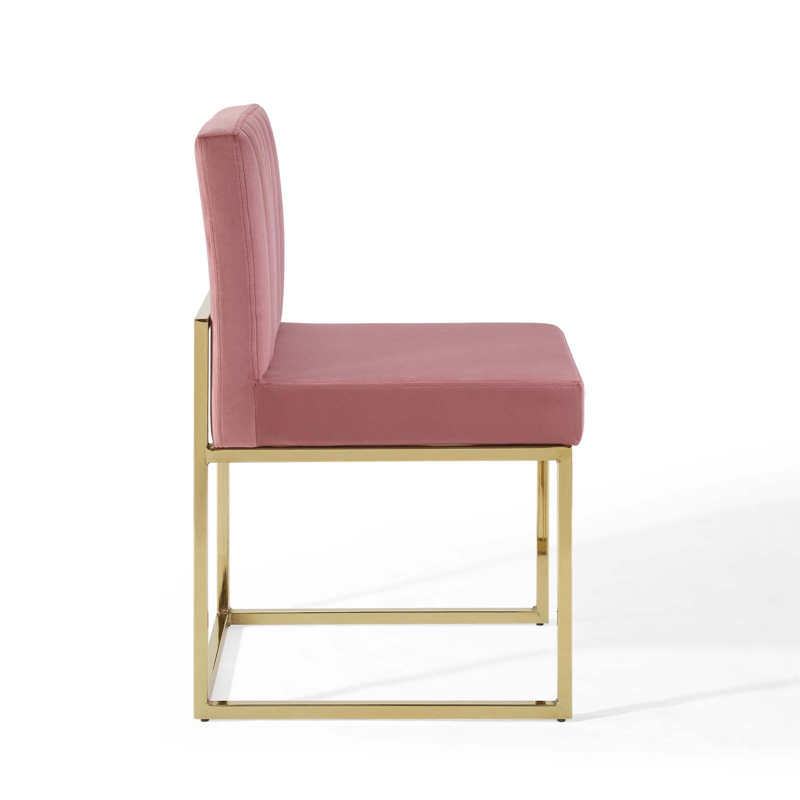 Carriage Channel Tufted Sled Base Performance Velvet Dining Chair in Dusty Rose by Modway - Image 4