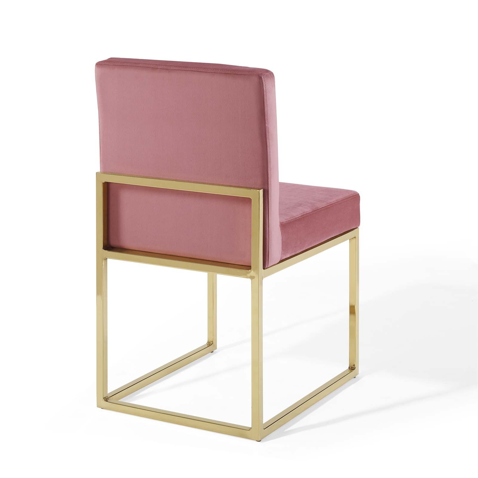 Carriage Channel Tufted Sled Base Performance Velvet Dining Chair in Dusty Rose by Modway - Image 5