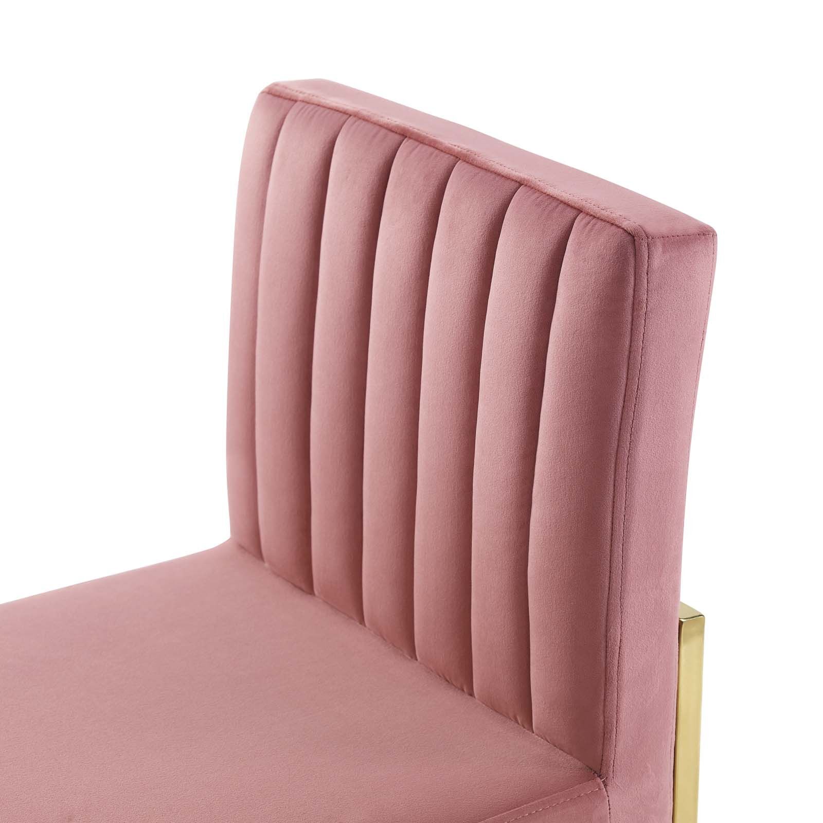 Carriage Channel Tufted Sled Base Performance Velvet Dining Chair in Dusty Rose by Modway - Image 7