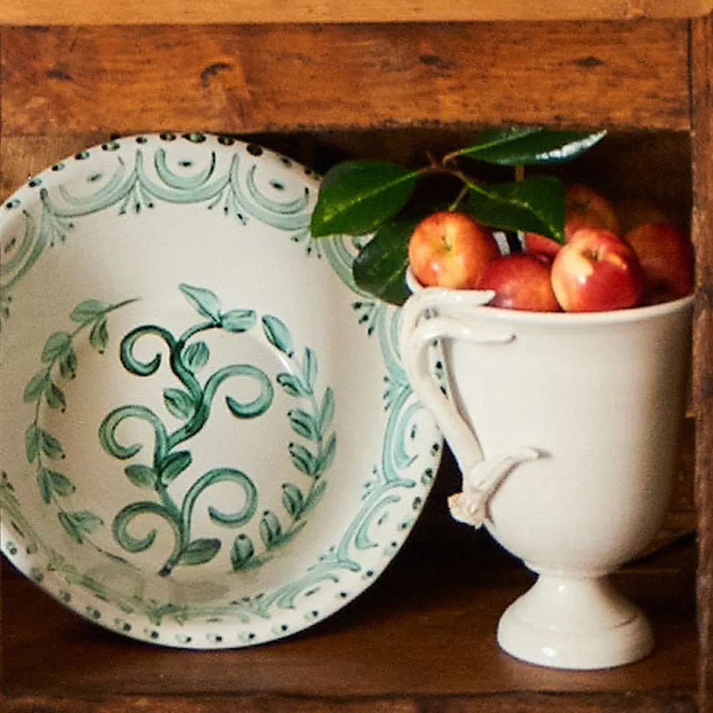 Large Green and White Casa Nuno Bowl by Abigails - Image 2