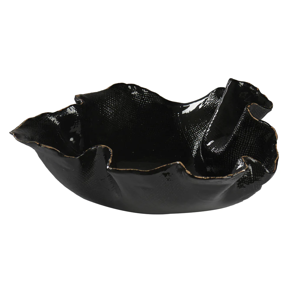 Small Atelier Free Form Textured Black Bowl by Abigails
