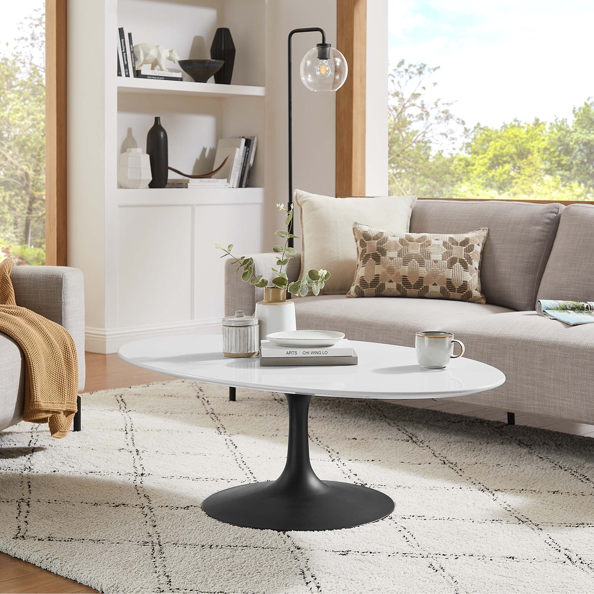 Lippa 48" Oval Wood Coffee Table by Modway - Image 6